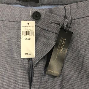 For sale is a pair of Banana Republic Factory Slim Stretch blue design pants.